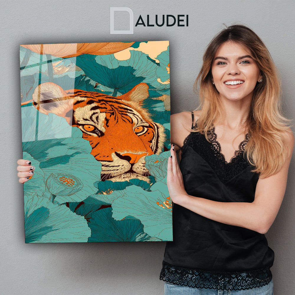 TIGRE AL ACECHO CUADRO DE ALUMINIO SUBLIMADO 40X60 CM