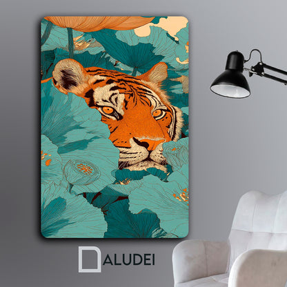 TIGRE AL ACECHO CUADRO DE ALUMINIO SUBLIMADO 40X60 CM