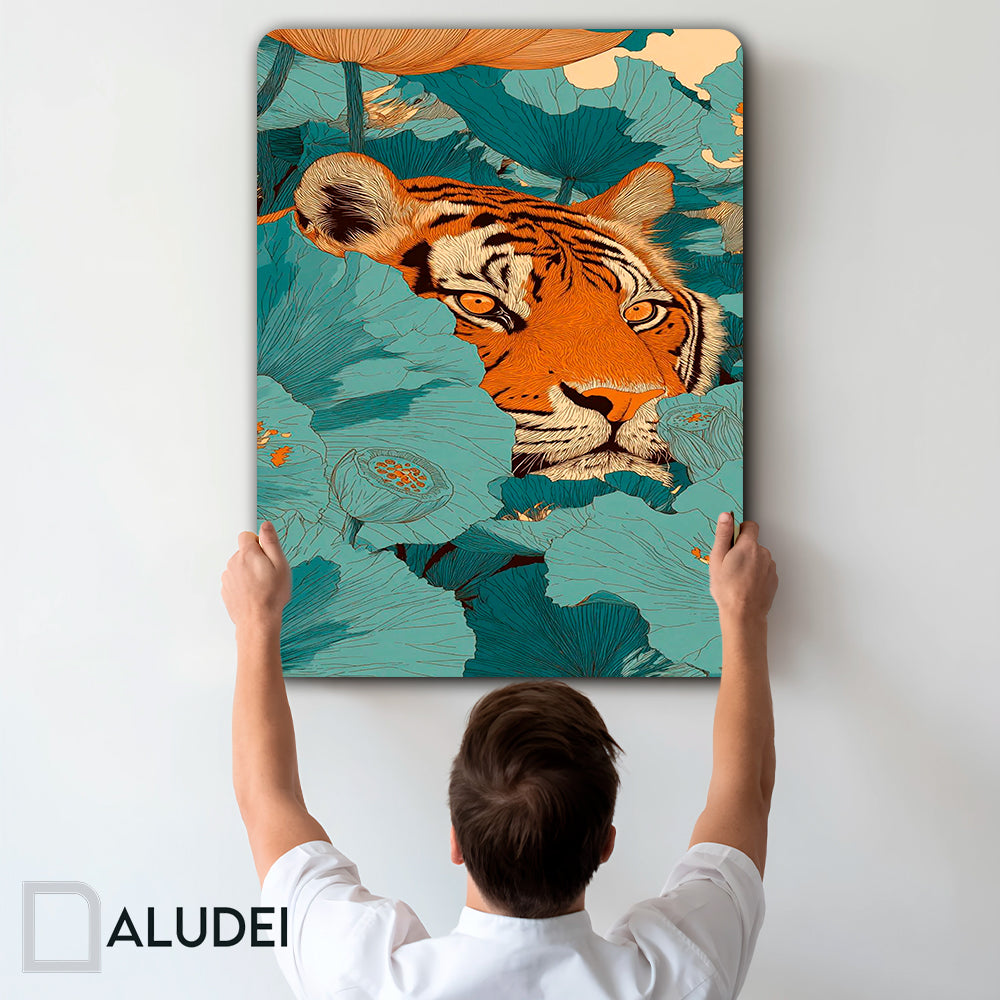 TIGRE AL ACECHO CUADRO DE ALUMINIO SUBLIMADO 40X60 CM