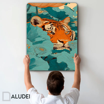 TIGRE AL ACECHO CUADRO DE ALUMINIO SUBLIMADO 40X60 CM