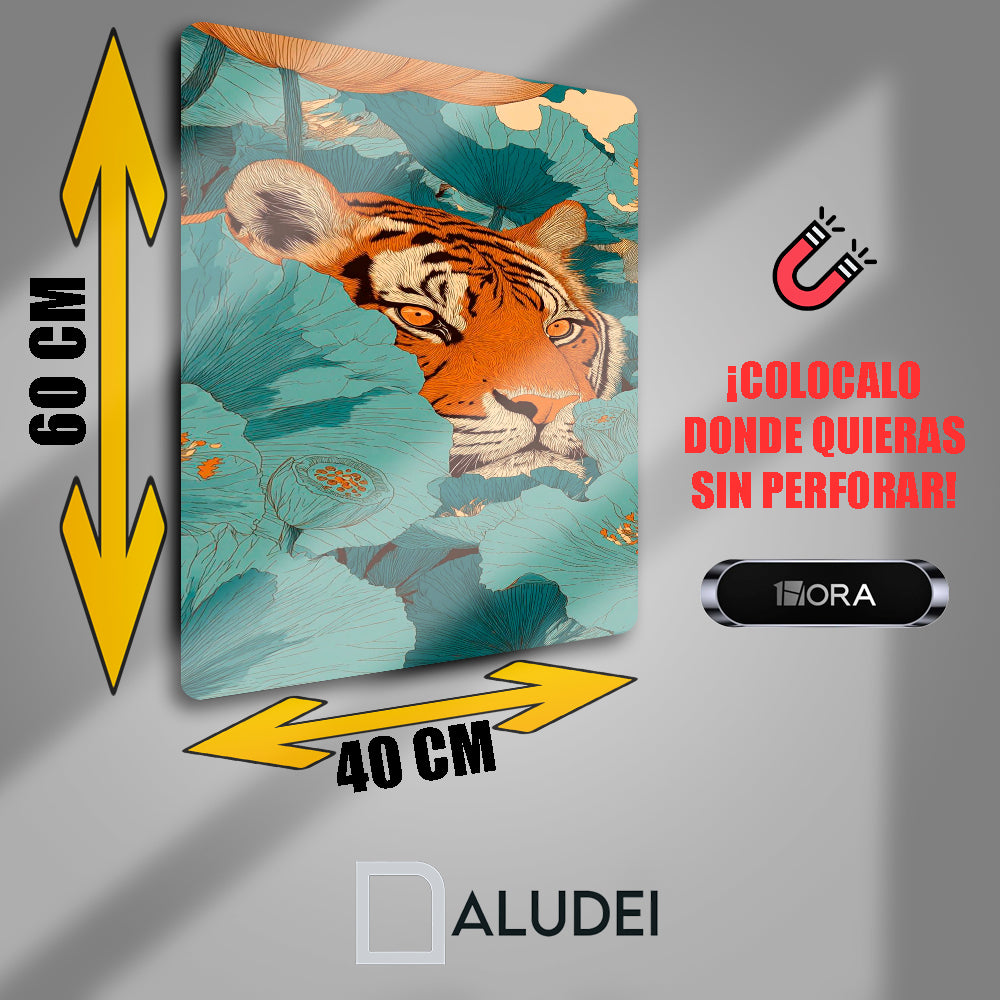 TIGRE AL ACECHO CUADRO DE ALUMINIO SUBLIMADO 40X60 CM