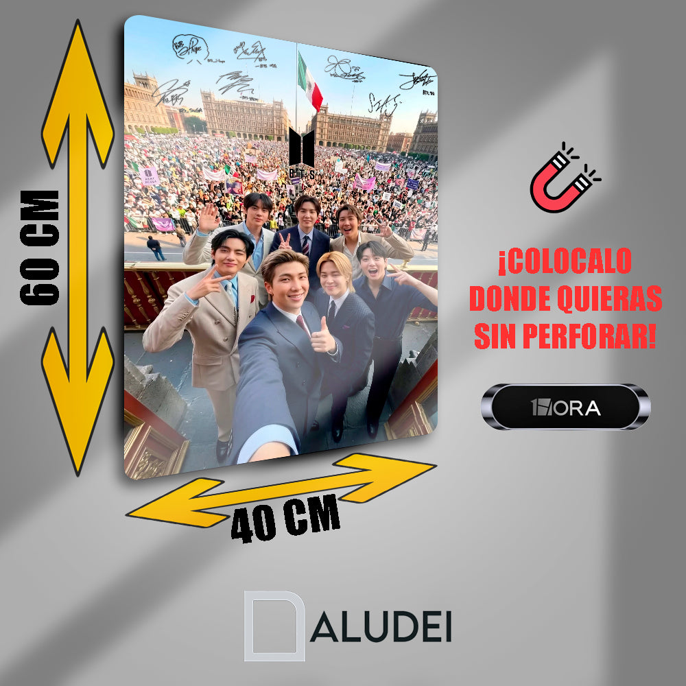 BTS ZÓCALO CUADRO PERSONALIZADO DE ALUMINIO SUBLIMADO 40X60 CM