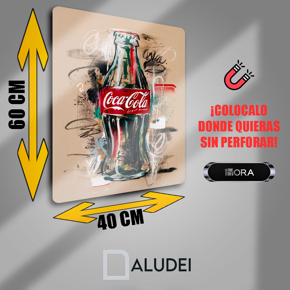 COCA POP ART CUADRO DE ALUMINIO SUBLIMADO 40X60 CM