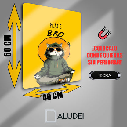 GATO PEACE BRO CUADRO DE ALUMINIO SUBLIMADO 40X60 CM