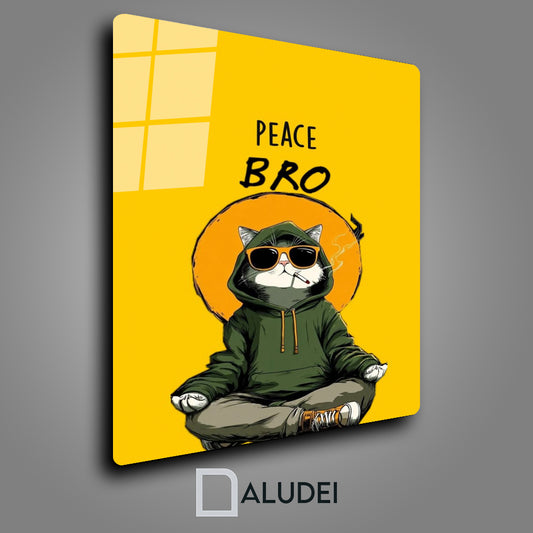 GATO PEACE BRO CUADRO DE ALUMINIO SUBLIMADO 40X60 CM