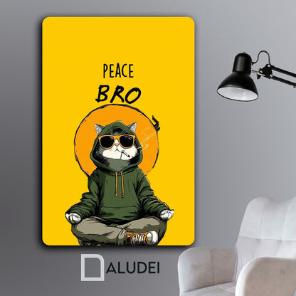 GATO PEACE BRO CUADRO DE ALUMINIO SUBLIMADO 40X60 CM