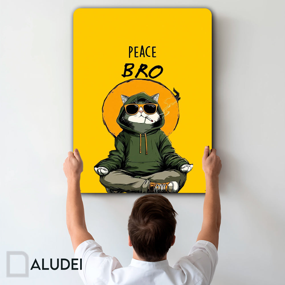 GATO PEACE BRO CUADRO DE ALUMINIO SUBLIMADO 40X60 CM