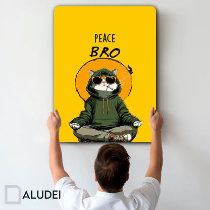 GATO PEACE BRO CUADRO DE ALUMINIO SUBLIMADO 40X60 CM