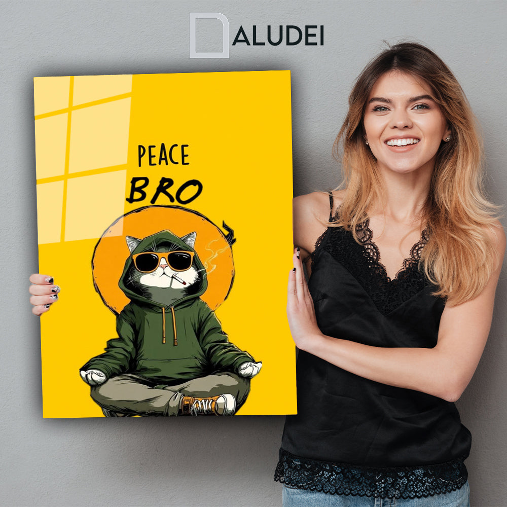 GATO PEACE BRO CUADRO DE ALUMINIO SUBLIMADO 40X60 CM