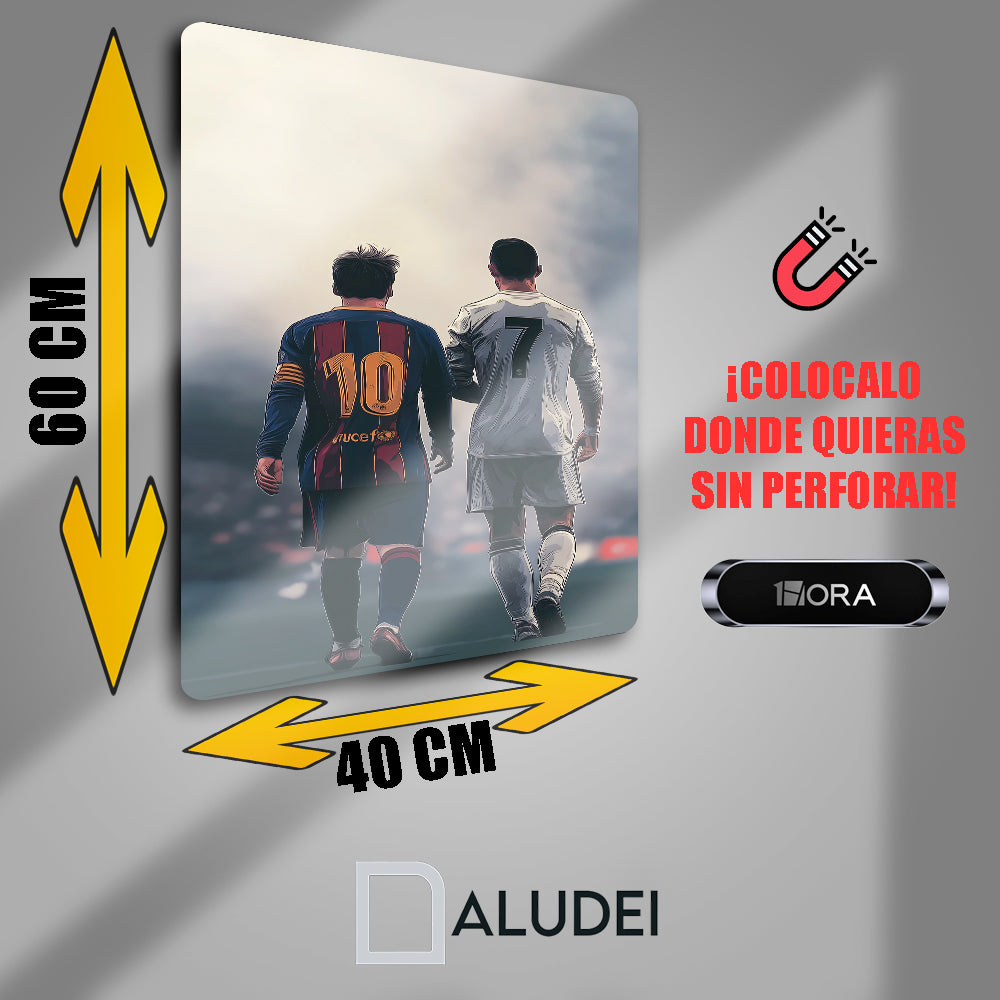 LEYENDAS DEL FUTBOL GOATS CUADRO DE ALUMINIO SUBLIMADO 40X60 CM