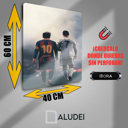 LEYENDAS DEL FUTBOL GOATS CUADRO DE ALUMINIO SUBLIMADO 40X60 CM