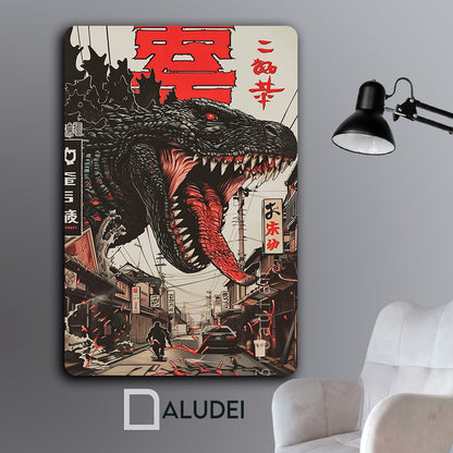 MONSTRUO JAPONES GODZLLA CUADRO DE ALUMINIO SUBLIMADO 40X60 CM