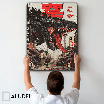 MONSTRUO JAPONES GODZLLA CUADRO DE ALUMINIO SUBLIMADO 40X60 CM