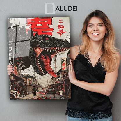 MONSTRUO JAPONES GODZLLA CUADRO DE ALUMINIO SUBLIMADO 40X60 CM