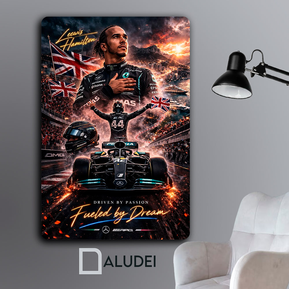 LEWIS HAMILTON F1 CUADRO DE ALUMINIO SUBLIMADO 40X60 CM
