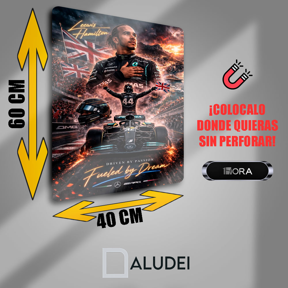 LEWIS HAMILTON F1 CUADRO DE ALUMINIO SUBLIMADO 40X60 CM