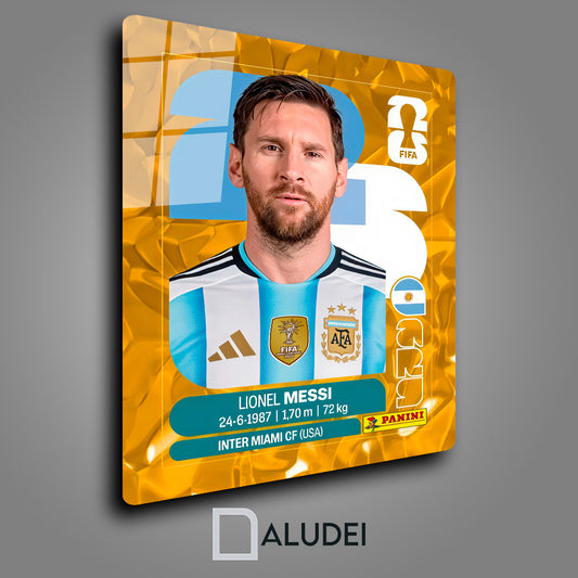 MESSI ESTAMPA ALBÚM PANNI CUADRO PERSONALIZADO DE ALUMINIO SUBLIMADO 40X60 CM