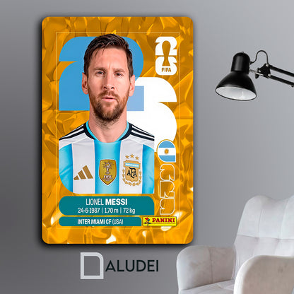 MESSI ESTAMPA ALBÚM PANNI CUADRO PERSONALIZADO DE ALUMINIO SUBLIMADO 40X60 CM