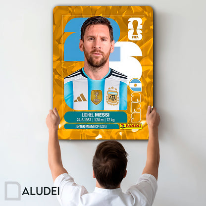 MESSI ESTAMPA ALBÚM PANNI CUADRO PERSONALIZADO DE ALUMINIO SUBLIMADO 40X60 CM