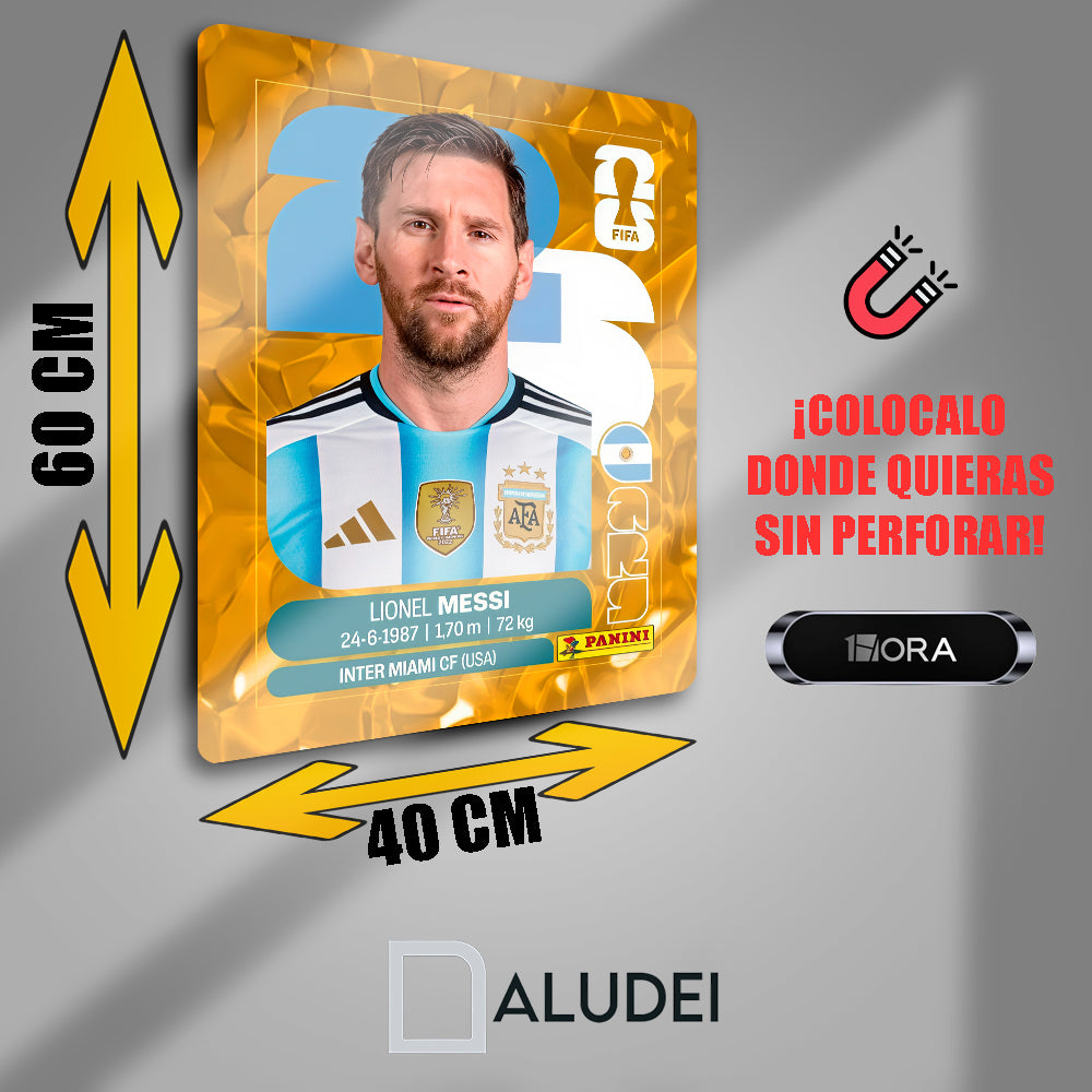 MESSI ESTAMPA ALBÚM PANNI CUADRO PERSONALIZADO DE ALUMINIO SUBLIMADO 40X60 CM
