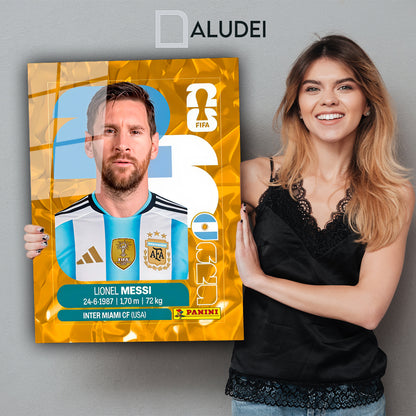 MESSI ESTAMPA ALBÚM PANNI CUADRO PERSONALIZADO DE ALUMINIO SUBLIMADO 40X60 CM