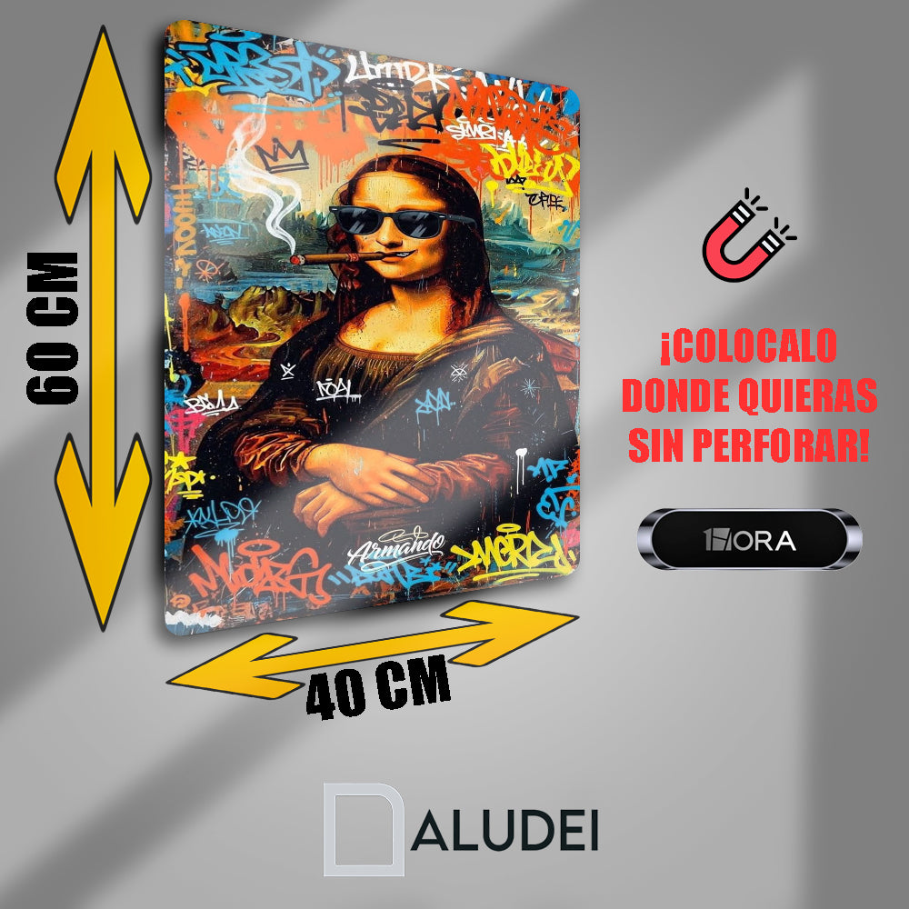 MONA NO LISA CUADRO DE ALUMINIO SUBLIMADO 40X60 CM