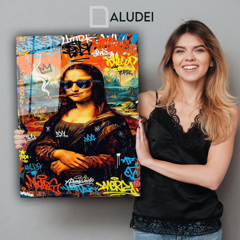 MONA NO LISA CUADRO DE ALUMINIO SUBLIMADO 40X60 CM