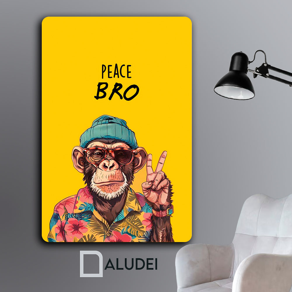 MONO PEACE BRO CUADRO DE ALUMINIO SUBLIMADO 40X60 CM