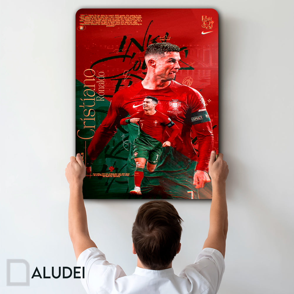 CR 7 BICHO CAMPEÓN PORTUGAL CUADRO DE ALUMINIO SUBLIMADO 40X60 CM